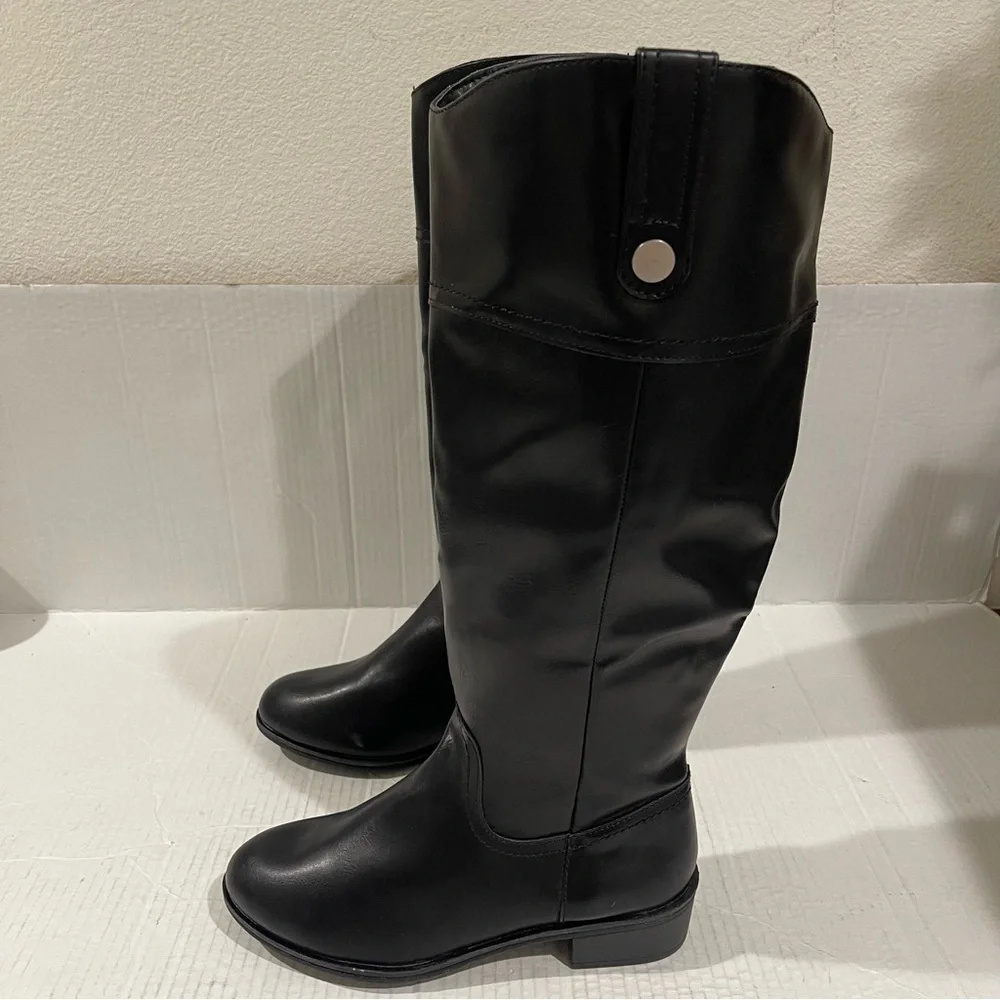 Women’s St John’s Bay Douglas Faux Leather Riding Black Boots Size 7 US!